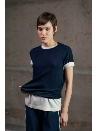 Базовий джемпер на короткий рукав темно-синій