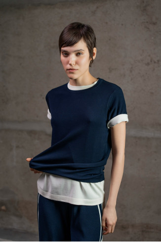 Navy Short-Sleeved Basic Jumper
