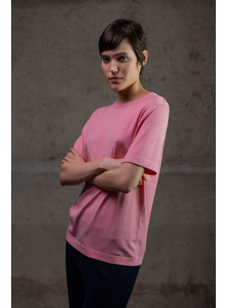 Базовий джемпер на короткий рукав рожевий
