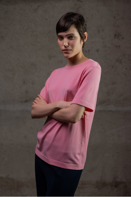 Pink Short-Sleeved Basic Jumper