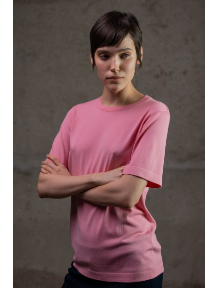 Базовий джемпер на короткий рукав рожевий