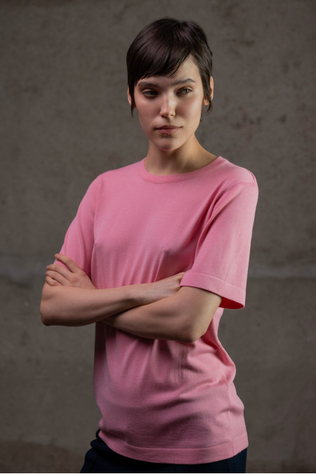 Pink Short-Sleeved Basic Jumper