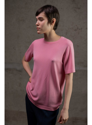 Базовий джемпер на короткий рукав рожевий