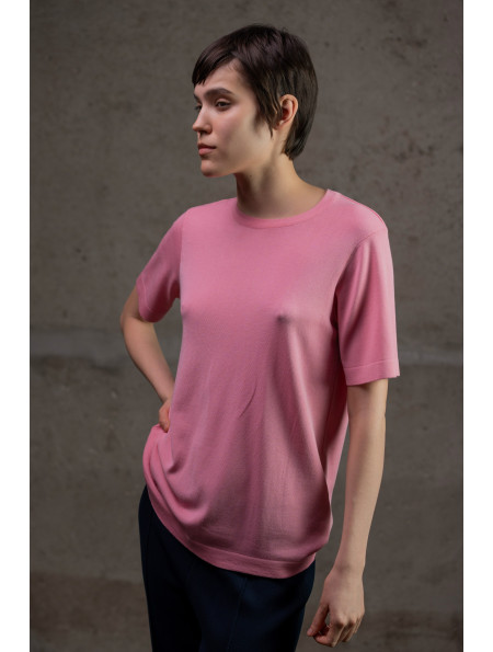 Базовий джемпер на короткий рукав рожевий