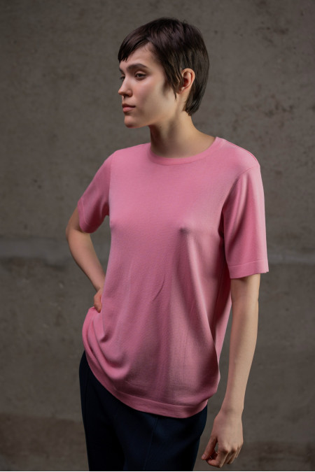 Pink Short-Sleeved Basic Jumper