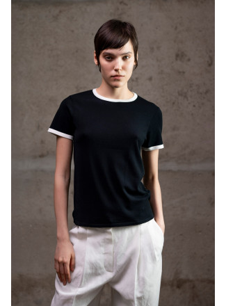 Базовий джемпер з контрастною облямівкою чорно-молочний