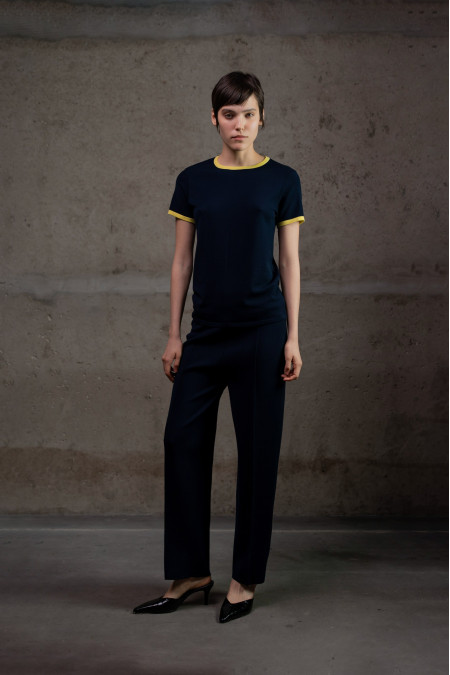 Трикотажні штани прямого крою з віскози темно-сині
