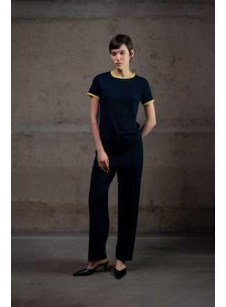 Трикотажні штани прямого крою з віскози темно-сині