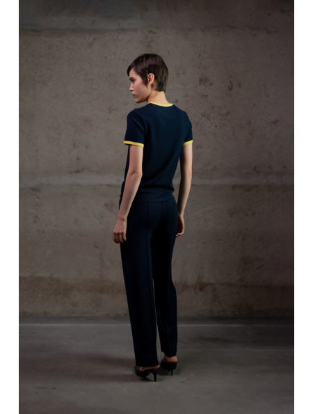 Трикотажні штани прямого крою з віскози темно-сині