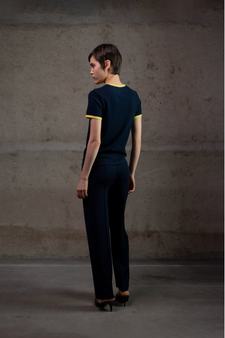 Трикотажні штани прямого крою з віскози темно-сині