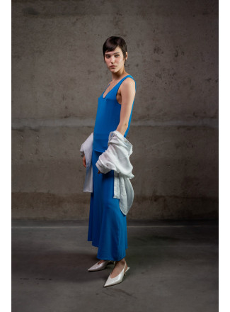 А-подібна спідниця максі з віскози темно-блакитна