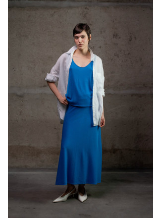 А-подібна спідниця максі з віскози темно-блакитна