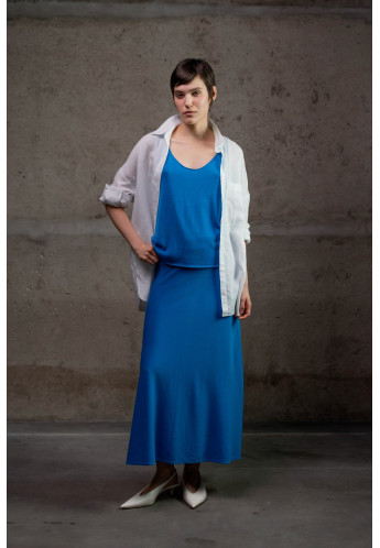 А-подібна спідниця максі з віскози темно-блакитна