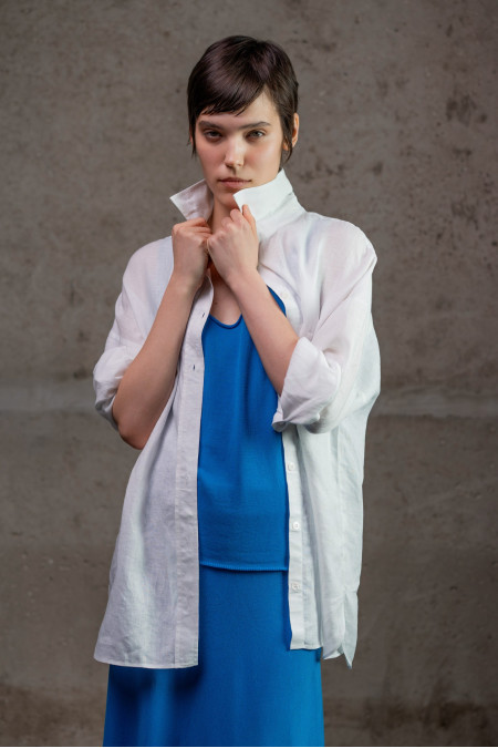 Сорочка oversize з льону біла Сорочка oversize з льону біла
