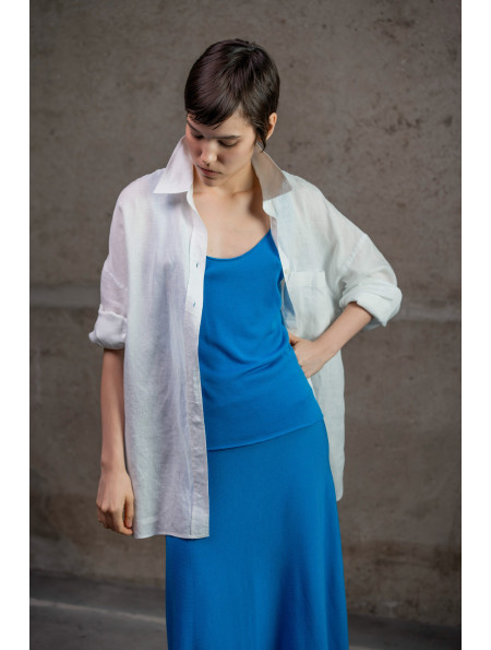 А-подібна спідниця максі з віскози темно-блакитна