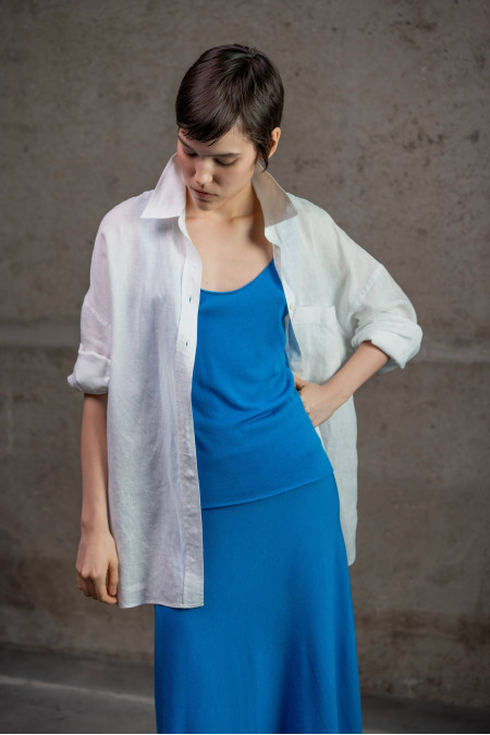 Сорочка oversize з льону біла Сорочка oversize з льону біла