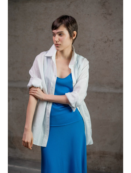 А-подібна спідниця максі з віскози темно-блакитна