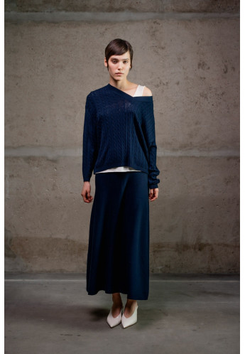 А-подібна спідниця максі з віскози темно-синя