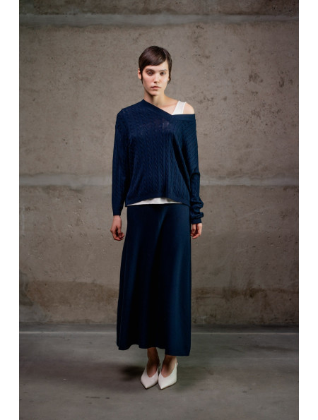 А-подібна спідниця максі з віскози темно-синя