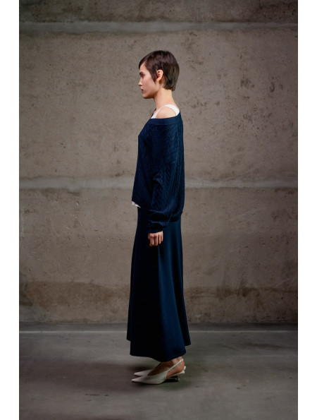 А-подібна спідниця максі з віскози темно-синя