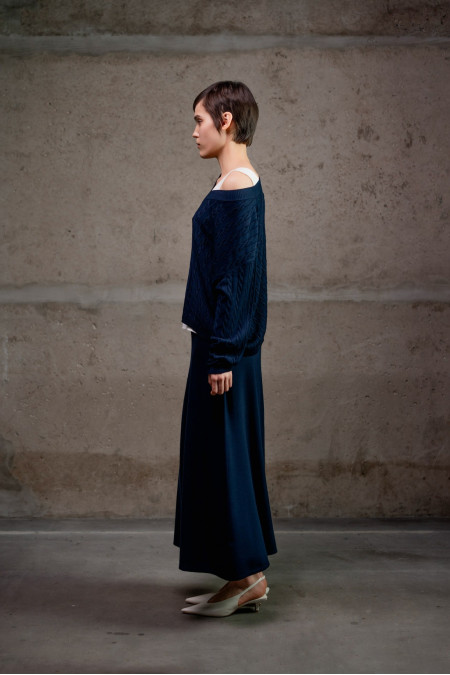 А-подібна спідниця максі з віскози темно-синя