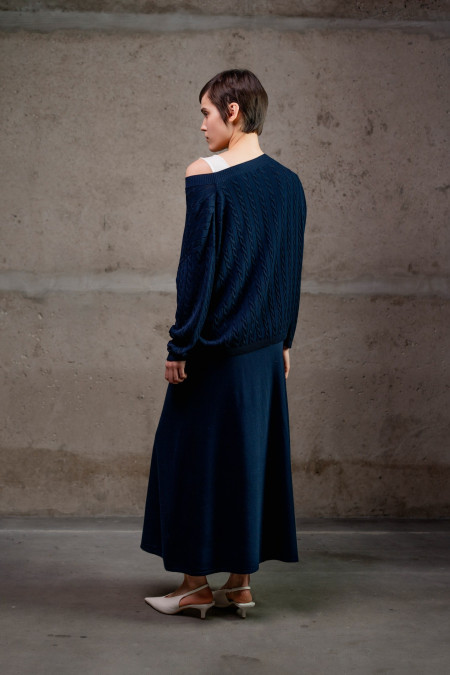 А-подібна спідниця максі з віскози темно-синя