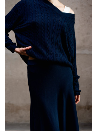 А-подібна спідниця максі з віскози темно-синя