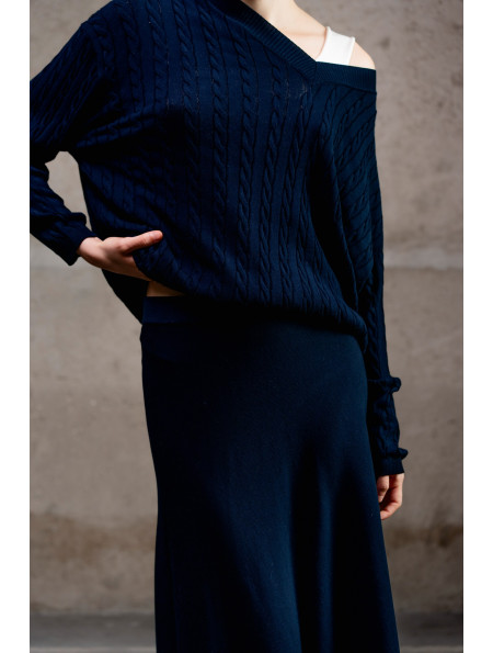 А-подібна спідниця максі з віскози темно-синя