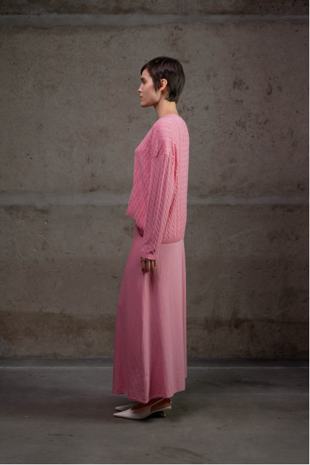 Джемпер з V-подібною горловиною з віскози рожевий Джемпер з V-подібною горловиною з віскози рожевий