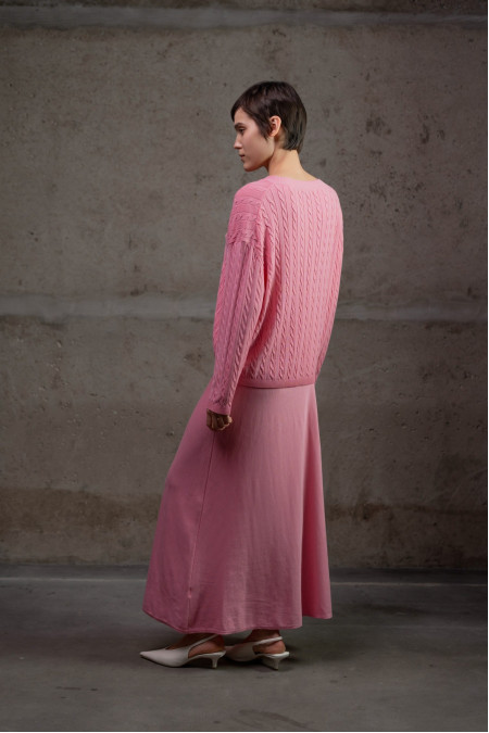 Джемпер з V-подібною горловиною з віскози рожевий Джемпер з V-подібною горловиною з віскози рожевий