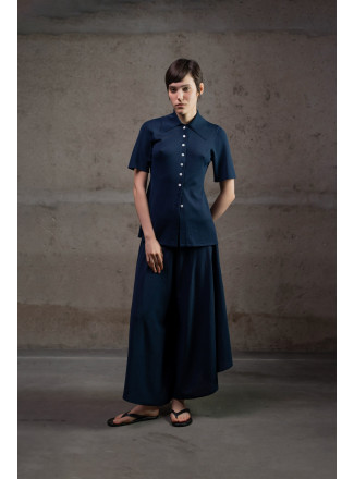 Трикотажні штани-спідниця з віскози темно-сині