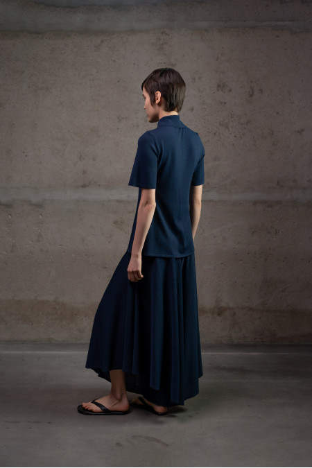 Navy Viscose Skirt Trousers