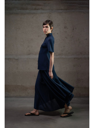 Трикотажні штани-спідниця з віскози темно-сині