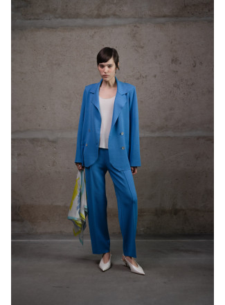 Трикотажні штани прямого крою з віскози темно-блакитні