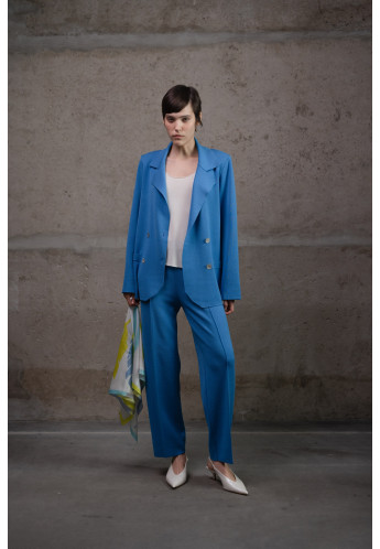 Трикотажні штани прямого крою з віскози темно-блакитні