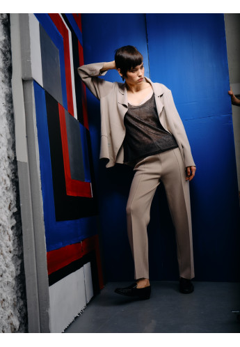 Трикотажні штани прямого крою з віскози бежеві