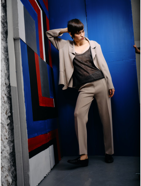 Трикотажні штани прямого крою з віскози бежеві