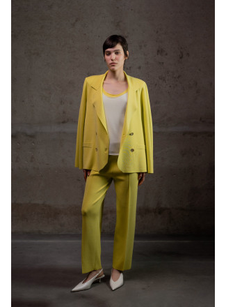 Трикотажні штани прямого крою з віскози лимонні