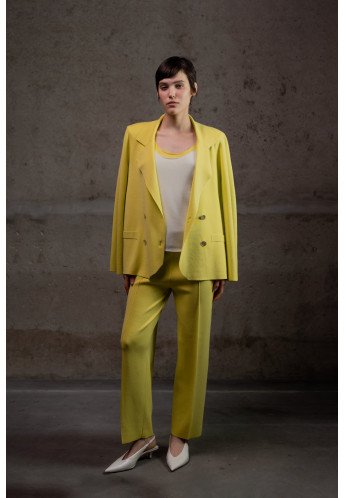 Трикотажні штани прямого крою з віскози лимонні