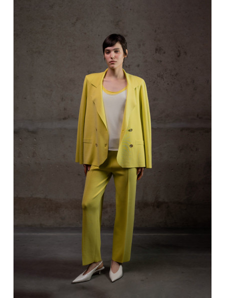 Трикотажні штани прямого крою з віскози лимонні