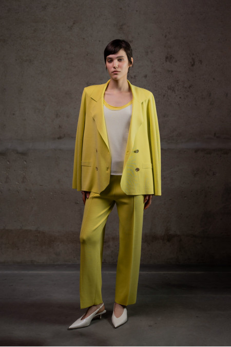 Трикотажні штани прямого крою з віскози лимонні Трикотажні штани прямого крою з віскози лимонні