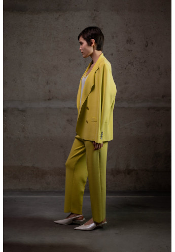 Трикотажні штани прямого крою з віскози лимонні