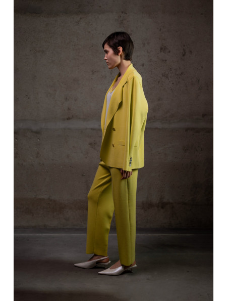 Трикотажні штани прямого крою з віскози лимонні