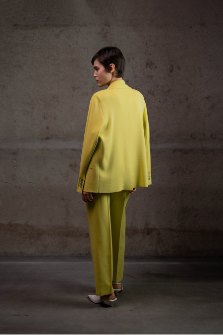 Трикотажні штани прямого крою з віскози лимонні Трикотажні штани прямого крою з віскози лимонні