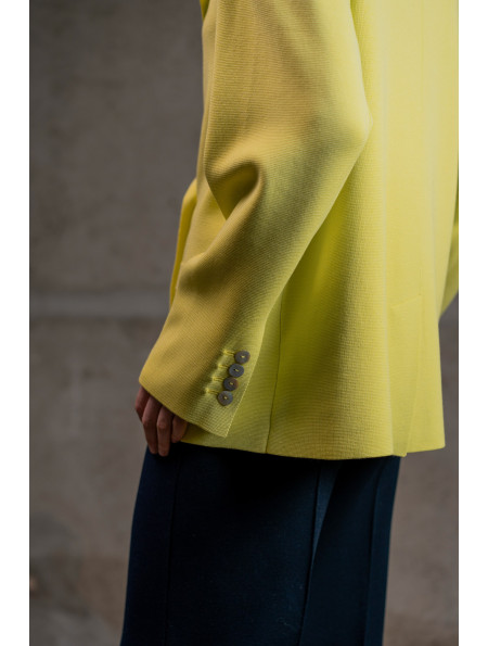 Двобортний трикотажний піджак з віскози лимонний