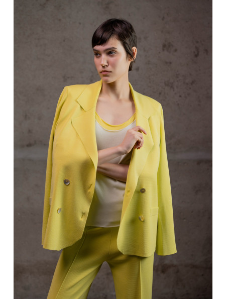 Двобортний трикотажний піджак з віскози лимонний