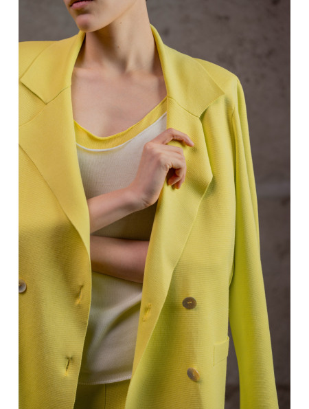 Двобортний трикотажний піджак з віскози лимонний