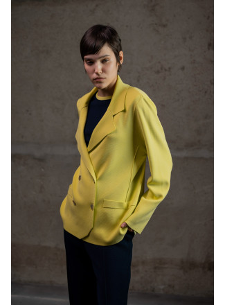 Двобортний трикотажний піджак з віскози лимонний