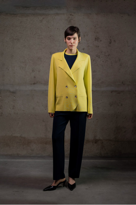 Двобортний трикотажний піджак з віскози лимонний