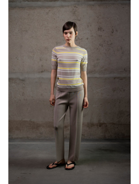 Трикотажні штани прямого крою з віскози бежеві